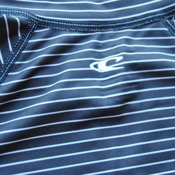 O'Neill Performance Fit Medium Black w/ White Stripes Long Sleeve Swim Shirt - Picture 5 of 6
